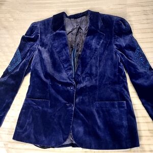 ESCADA Royal Blue Velvet & Beaded Blazer